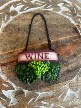 Wine Hanging Sign with Green Grape Accent